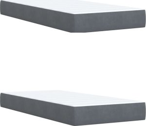 vidaXL Łóżko kontynentalne z materacem, ciemnoszary aksamit, 200x200cm 10