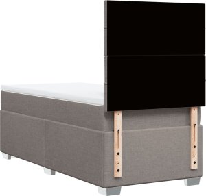 vidaXL Łóżko kontynentalne z materacem, taupe, tkanina, 100x200 cm 12