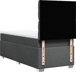 vidaXL Łóżko kontynentalne z materacem, ciemnoszara tkanina 100x200 cm 12