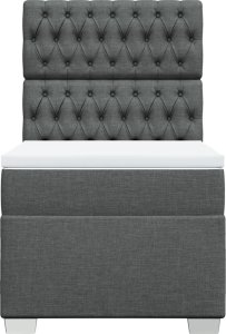 vidaXL Łóżko kontynentalne z materacem, ciemnoszara tkanina 100x200 cm 6