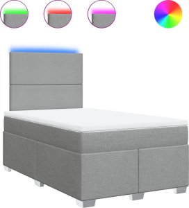 vidaXL Łóżko kontynentalne z materacem, jasnoszare, tkanina 120x200 cm 2