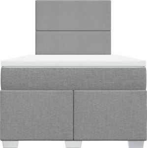 vidaXL Łóżko kontynentalne z materacem, jasnoszare, tkanina 120x200 cm 6