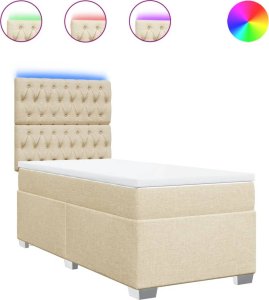 vidaXL Łóżko kontynentalne z materacem, kremowe, tkanina, 100x200 cm 2