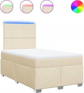 vidaXL Łóżko kontynentalne z materacem, kremowe, tkanina, 120x200 cm 2
