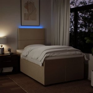 vidaXL Łóżko kontynentalne z materacem, kremowe, tkanina, 120x200 cm 5