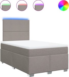vidaXL Łóżko kontynentalne z materacem, taupe, tkanina, 120x200 cm 2