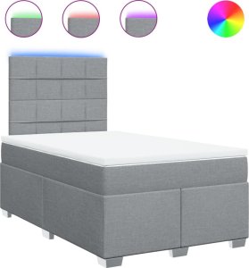 vidaXL Łóżko kontynentalne z materacem, jasnoszare, tkanina 120x200 cm 2