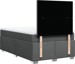 vidaXL Łóżko kontynentalne z materacem, ciemnoszara tkanina 120x200 cm 12