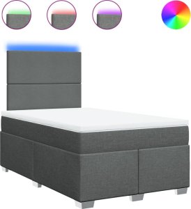 vidaXL Łóżko kontynentalne z materacem, ciemnoszara tkanina 120x200 cm 2