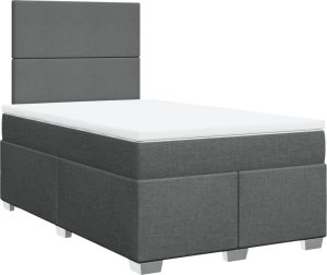 vidaXL Łóżko kontynentalne z materacem, ciemnoszara tkanina 120x200 cm 3