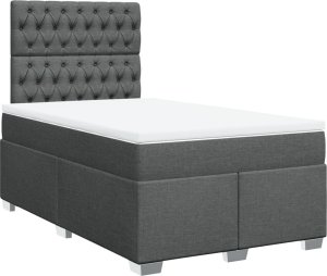 vidaXL Łóżko kontynentalne z materacem, ciemnoszara tkanina 120x200 cm 3