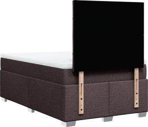 vidaXL Łóżko kontynentalne z materacem, brązowe, tkanina, 120x200 cm 12