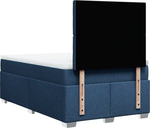 vidaXL Łóżko kontynentalne z materacem, niebieskie, tkanina 120x200 cm 12