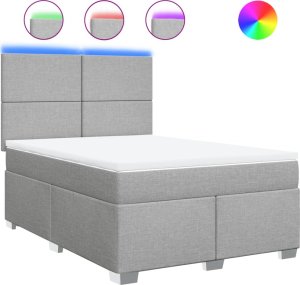 vidaXL Łóżko kontynentalne z materacem, jasnoszare 140x200 cm, tkanina 2