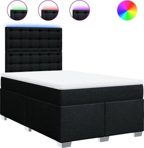 vidaXL Łóżko kontynentalne z materacem, czarne, tkanina, 120x200 cm 2