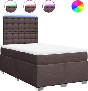 vidaXL Łóżko kontynentalne z materacem, brązowe, tkanina, 120x200 cm 2