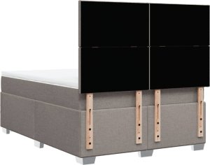 vidaXL Łóżko kontynentalne z materacem, taupe, tkanina, 140x200 cm 12