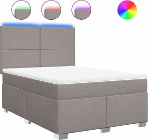 vidaXL Łóżko kontynentalne z materacem, taupe, tkanina, 140x200 cm 2