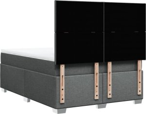 vidaXL Łóżko kontynentalne z materacem, ciemnoszara tkanina 140x200 cm 12