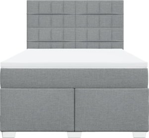 vidaXL Łóżko kontynentalne z materacem, jasnoszare 140x200 cm, tkanina 6