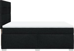vidaXL Łóżko kontynentalne z materacem, czarne, tkanina 140x200 cm 11
