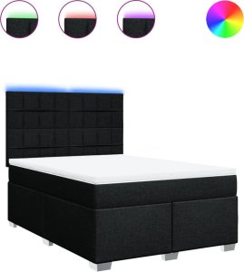 vidaXL Łóżko kontynentalne z materacem, czarne, tkanina 140x200 cm 2