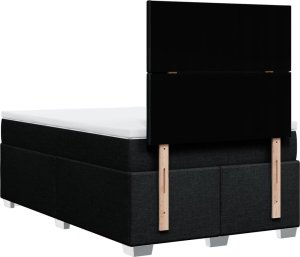 vidaXL Łóżko kontynentalne z materacem, czarne, tkanina, 120x200 cm 12