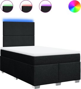 vidaXL Łóżko kontynentalne z materacem, czarne, tkanina, 120x200 cm 2