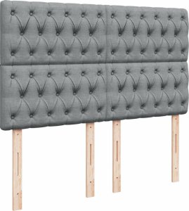 vidaXL Łóżko kontynentalne z materacem, jasnoszare 140x200 cm, tkanina 7