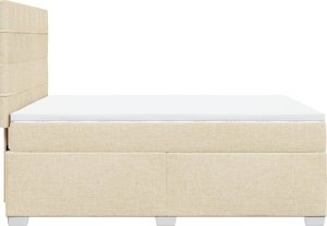 vidaXL Łóżko kontynentalne z materacem, kremowe, tkanina, 140x200 cm 11