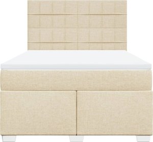 vidaXL Łóżko kontynentalne z materacem, kremowe, tkanina, 140x200 cm 6