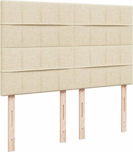 vidaXL Łóżko kontynentalne z materacem, kremowe, tkanina, 140x200 cm 7