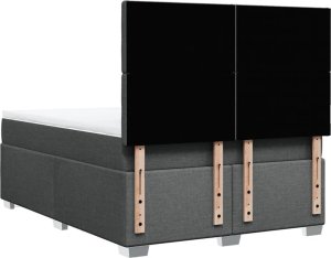 vidaXL Łóżko kontynentalne z materacem, ciemnoszara tkanina 140x200 cm 12