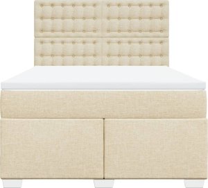 vidaXL Łóżko kontynentalne z materacem, kremowe, tkanina, 140x200 cm 6