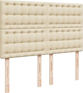 vidaXL Łóżko kontynentalne z materacem, kremowe, tkanina, 140x200 cm 7