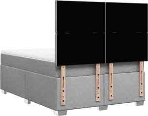 vidaXL Łóżko kontynentalne z materacem, jasnoszare, tkanina 160x200 cm 12