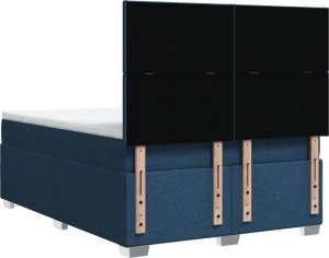 vidaXL Łóżko kontynentalne z materacem, niebieskie, tkanina, 160x200cm 12