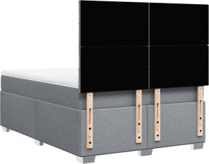 vidaXL Łóżko kontynentalne z materacem, jasnoszare, tkanina 160x200 cm 12