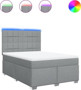 vidaXL Łóżko kontynentalne z materacem, jasnoszare, tkanina 160x200 cm 2