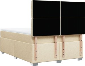 vidaXL Łóżko kontynentalne z materacem, kremowe, tkanina, 160x200 cm 12