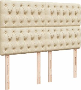 vidaXL Łóżko kontynentalne z materacem, kremowe, tkanina, 160x200 cm 7