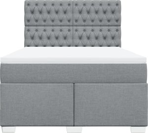 vidaXL Łóżko kontynentalne z materacem, jasnoszare, tkanina 160x200 cm 6