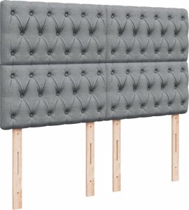 vidaXL Łóżko kontynentalne z materacem, jasnoszare, tkanina 160x200 cm 7