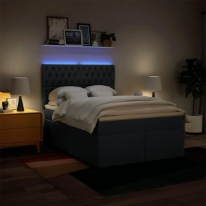 vidaXL Łóżko kontynentalne z materacem, niebieskie, tkanina, 160x200cm 5