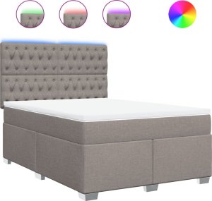 vidaXL Łóżko kontynentalne z materacem, taupe, tkanina, 160x200 cm 2