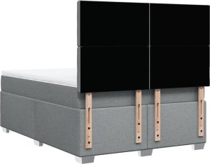 vidaXL Łóżko kontynentalne z materacem, jasnoszare, tkanina 160x200 cm 12