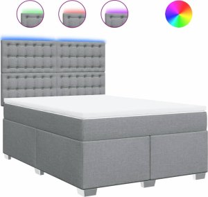 vidaXL Łóżko kontynentalne z materacem, jasnoszare, tkanina 160x200 cm 2
