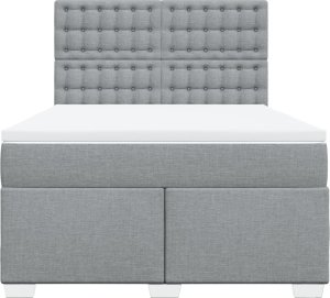 vidaXL Łóżko kontynentalne z materacem, jasnoszare, tkanina 160x200 cm 6