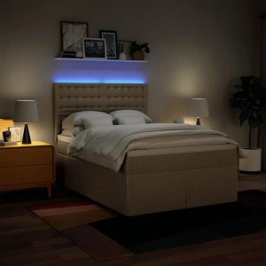 vidaXL Łóżko kontynentalne z materacem, kremowe, tkanina, 160x200 cm 5