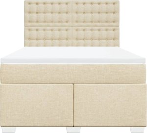 vidaXL Łóżko kontynentalne z materacem, kremowe, tkanina, 160x200 cm 6
